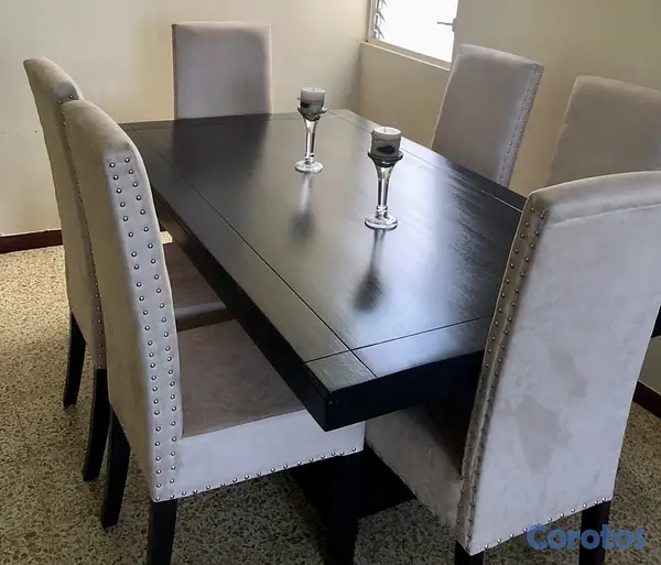 muebles y colchones - Mesa de comedor incluye tope cristal ahumado mader 4