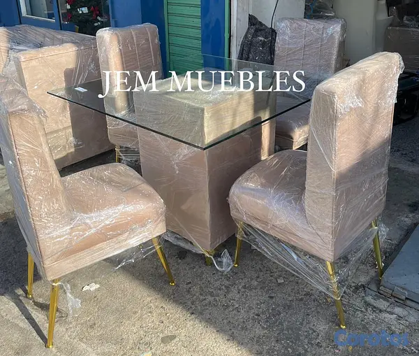 muebles y colchones - Juego de comedor moderno de 4 sillas  3