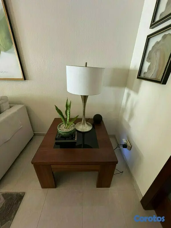 muebles y colchones - Juego de mesas de centro y lateral madera/cristal 5