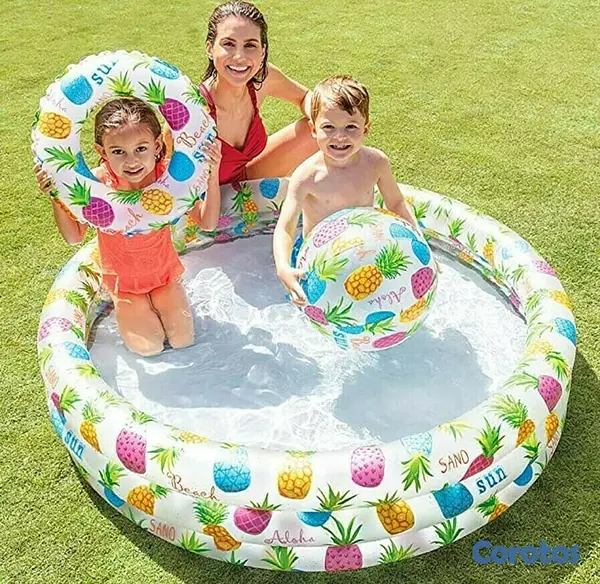 juguetes - Set inflable infantil de piscina, flotador y pelota 3