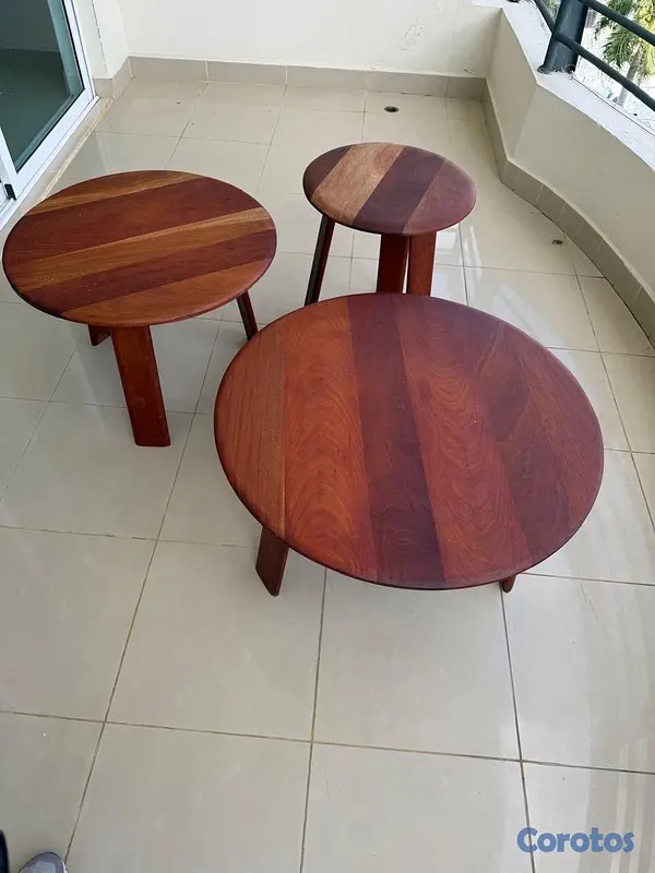 muebles y colchones - Trio mesas madera 2