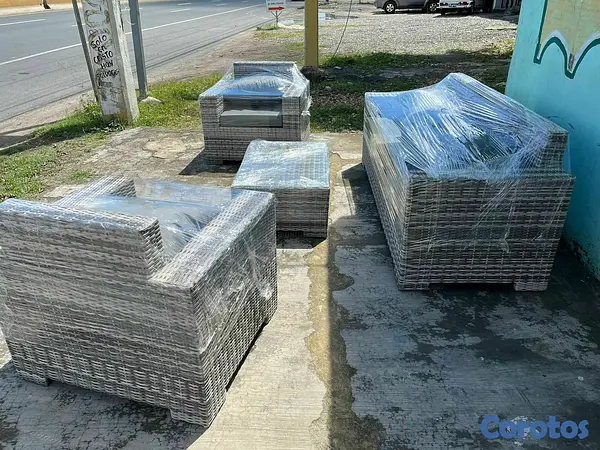 muebles y colchones - Hermoso juego de muebles en ratán de alta calidad, ideal para exteriores 3