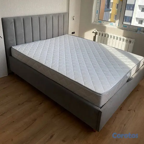 muebles y colchones - Cama tapizada color Gris+ Colchon. Nueva 5