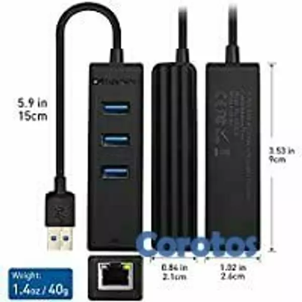 accesorios para electronica - Adaptador USB 2.0 a red - Ethernet y Hub USB 5