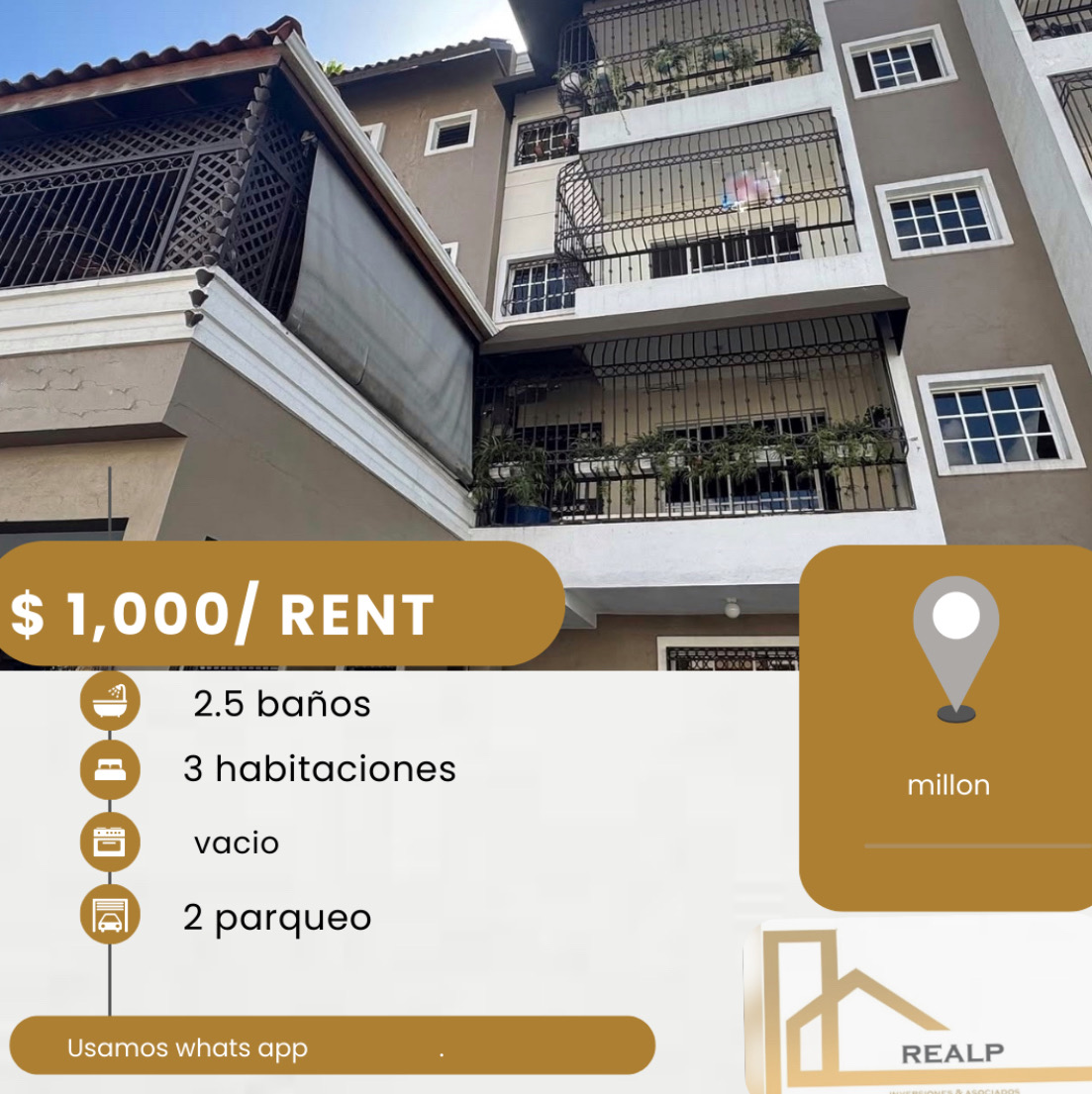 apartamentos - hermoso apartamento en el millón 