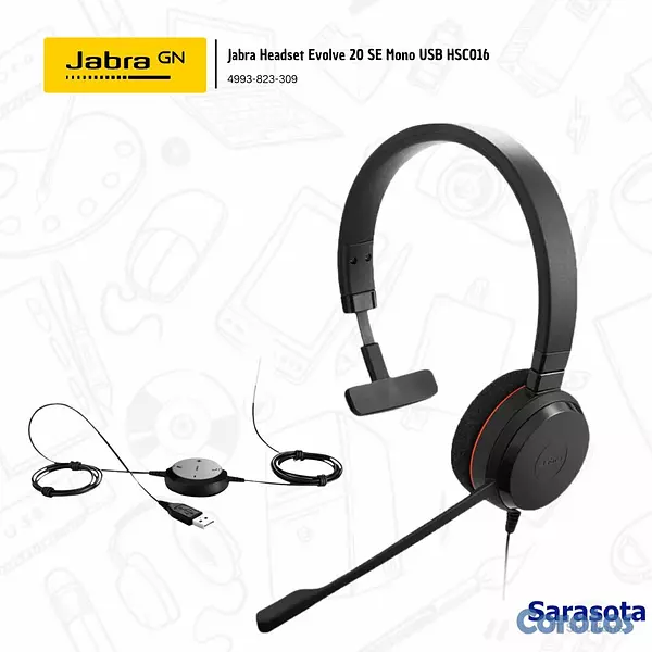 accesorios para electronica - Jabra HeadSet Evolve 20 SE Mono USB HSC016 4993-82 2