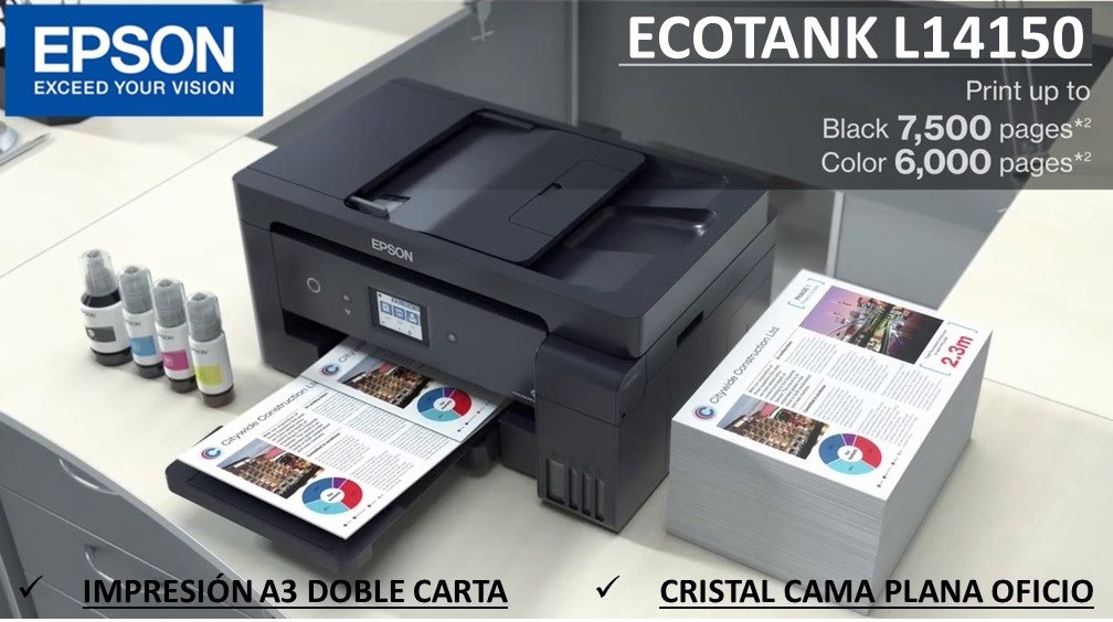 computadoras y laptops - MULTIFUNCION EPSON IMPRESION  13x19 PULGADAS  L14150 BOTELLA DE TINTA DE FABRICA 0