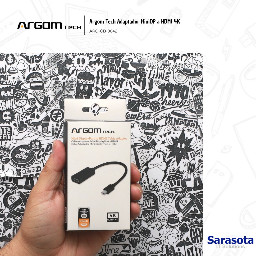 accesorios para electronica - Argom Tech MiniDP a HDMI 4K, ARG-CB-0042