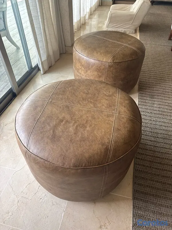 muebles y colchones -  Ottomanes Marrones Piel Sintentica  2