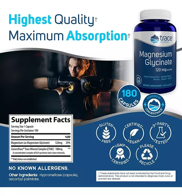 Salud y Equipamiento Médico - Glicinato Magnesio 180cps 120mg 2