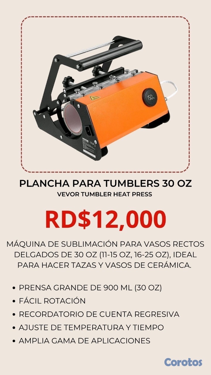 equipos profesionales - Plancha para tumblers 30 oz