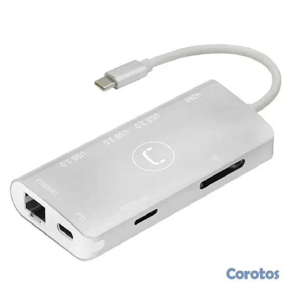 computadoras y laptops - HUB TIPO C 8 EN 1 (3 USB 3.0+MICRO
SD+SD+HDMI+ETHERNET+PD  2