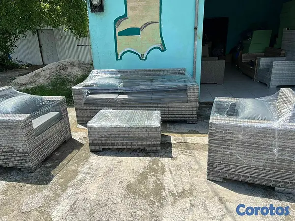 muebles y colchones - Hermoso juego de muebles en ratán de alta calidad, ideal para exteriores 4