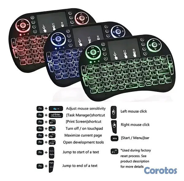 accesorios para electronica - Mini Teclado Inalámbrico Con Touchpad LED 5