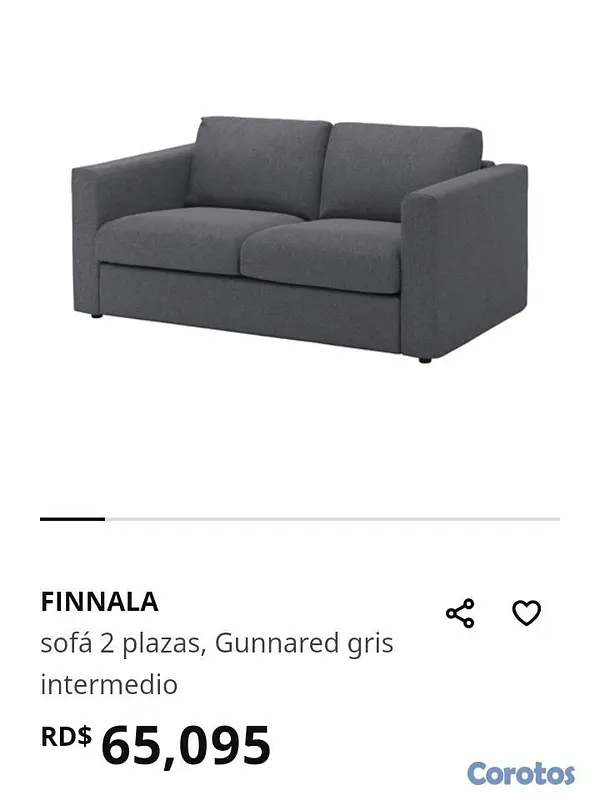 muebles y colchones - Sofá de dos de IKEA. Gris claro 3