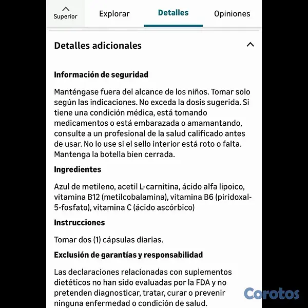 Salud y Equipamiento Médico - Azul Metileno en Capsulas 10
