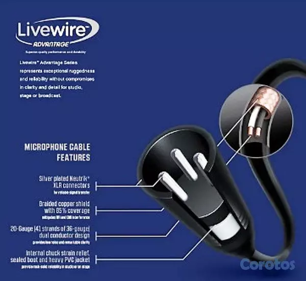 accesorios para electronica - Cable para Micrófono XLR LiveWire Advantage (15 Pi 6