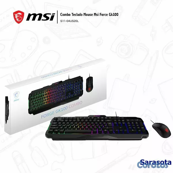 accesorios para electronica - Msi Combo Teclado Mouse Force Gk100 S11-04US20L 2