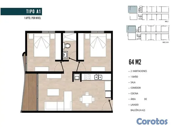 apartamentos - VENDO APTO 2 HABS. EN PROYECTO HAMACA GARDEN RESID 8