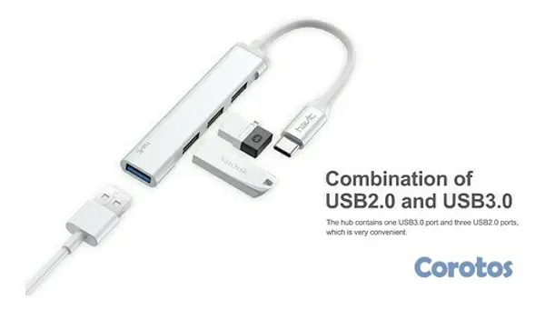 computadoras y laptops - HUB HAVIT (Mod.HB41) TIPO C a 4 PUERTOS USB (1x3.0 3x2.0), Cable 11cm 1