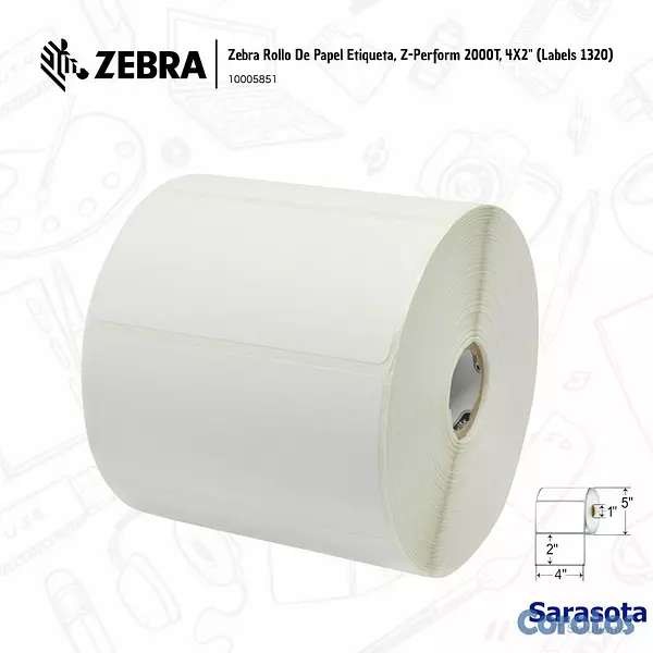 accesorios para electronica - Zebra Rollo de Etiquetas, Z-Perform 2000T, 4X2" (L 2