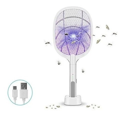 herramientas, jardines y exterior - Raqueta con base  MATA MOSCAS MOSQUITOS ZANCUDOS CON Luz uv y base paral 0