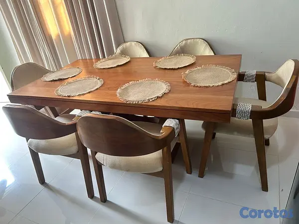 muebles y colchones - juego de comedor caoba 6 sillas moderno en tendencia( comedor artesanal  2