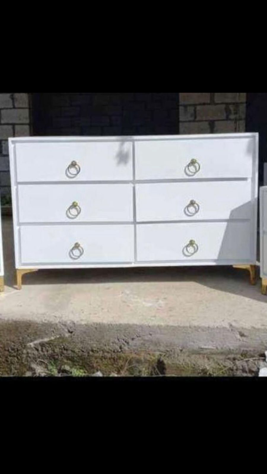 muebles y colchones - Gavetero blanco con dorado 