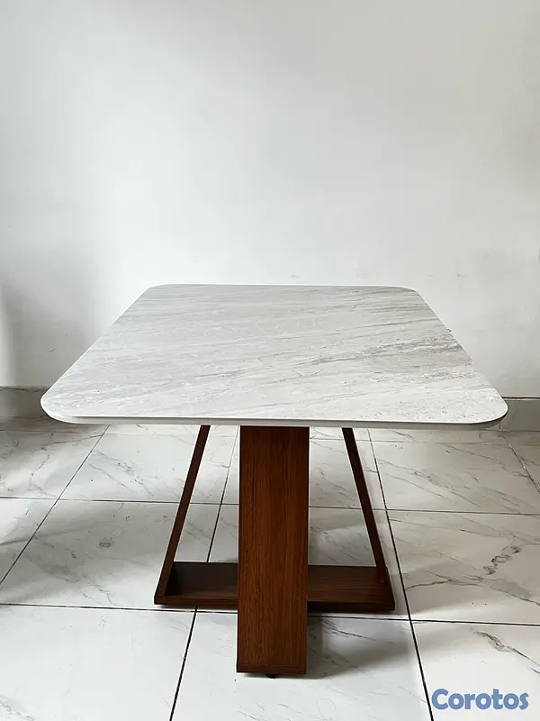 muebles y colchones - Vendo hermosa mesa para 6 sillacon base de madera  3