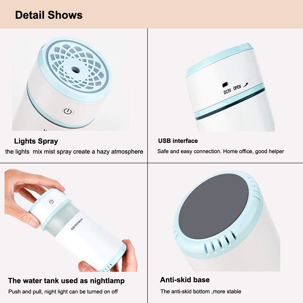 salud y belleza - Mini Humidificador De Aire Usb Difusor Con Luz 4