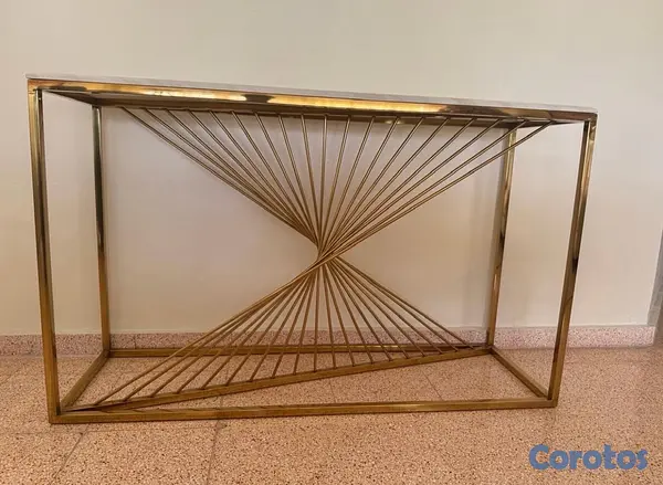 decoración y accesorios - Repisa topa mármol con base metálica dorada  3