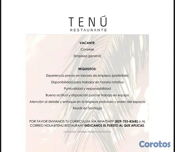 empleos disponibles - VACANTE CONSERJE (LIMPIEZA GENERAL) SANTIAGO