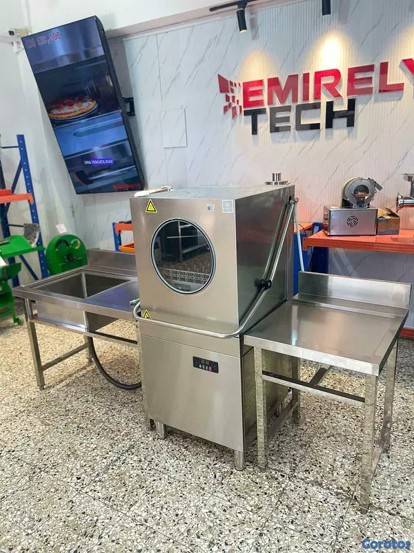 equipos profesionales - Lavadora de platos industrial con fregadero  10
