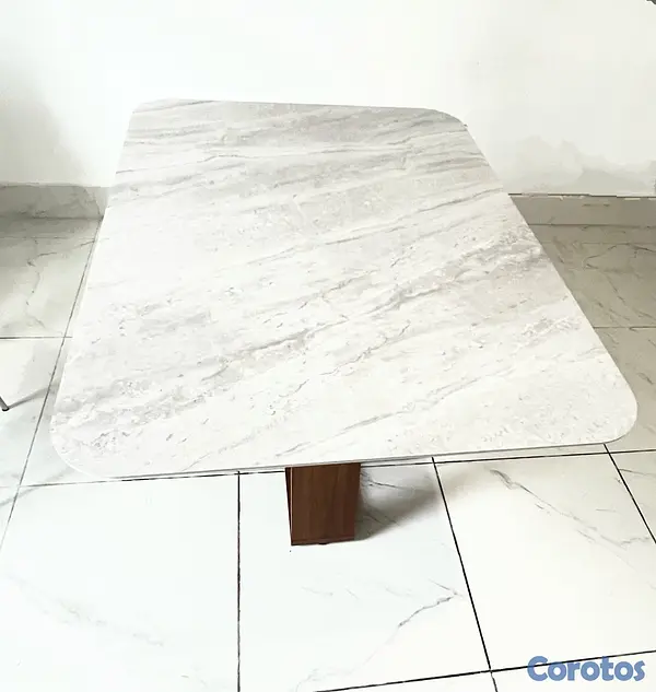 muebles y colchones - Vendo hermosa mesa para 6 sillacon base de madera  2