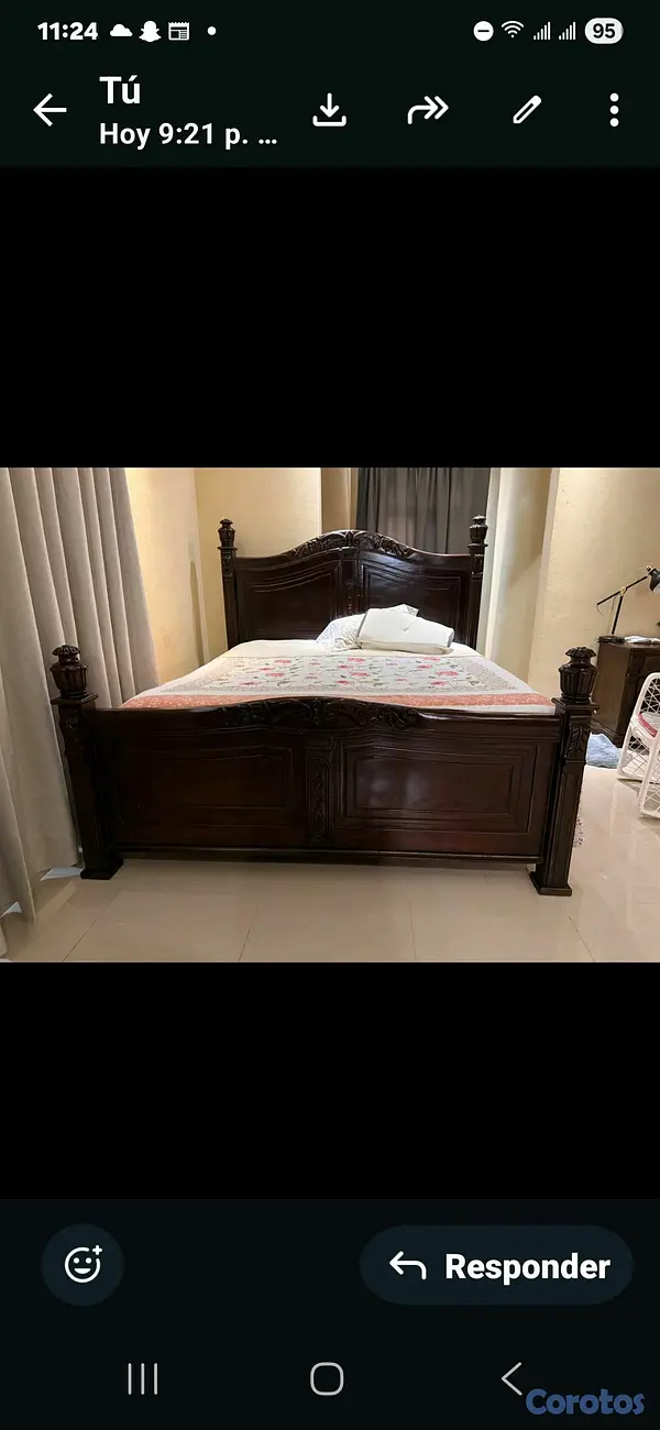 muebles y colchones - juego de cama en caoba  4