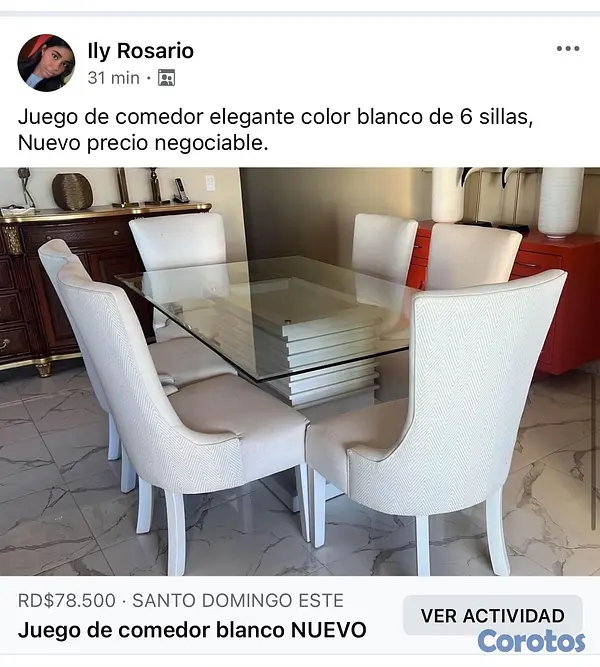muebles y colchones - juego de comedor 6 sillas  4