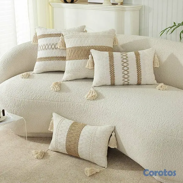 decoración y accesorios - Fundas de cojín decorativas boho con borlas (45x45 2