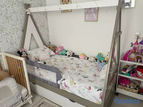 muebles y colchones - Cama de piso de madera de tamaño individual, con n 5