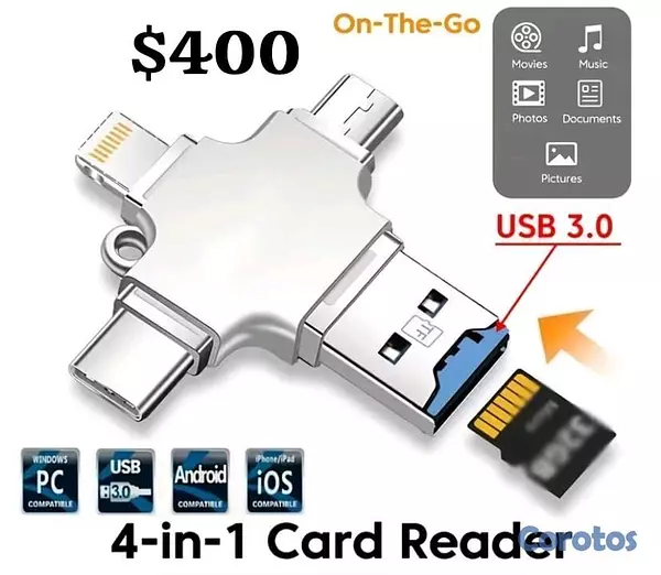 accesorios para electronica - Lectores de tarjeta de memorias para celulares y tablets  2