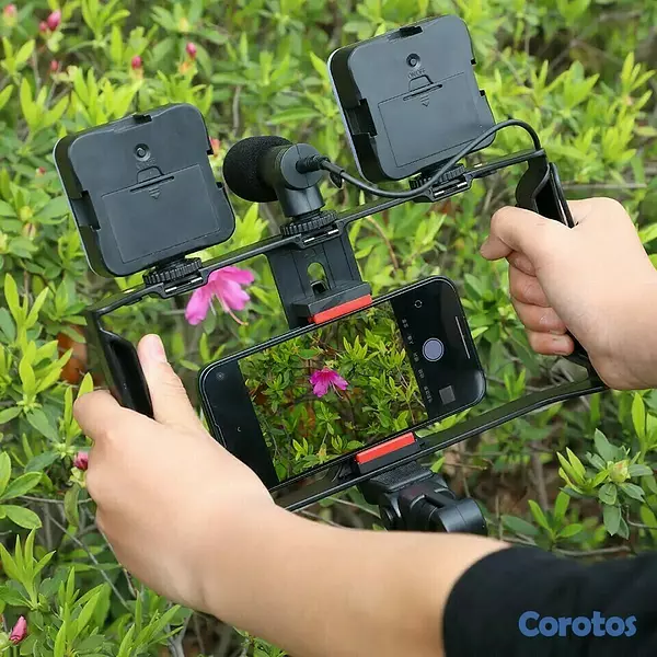 equipos profesionales - Vloging Kit para grabar videos deportes actividades clases tripode doble lampara 7