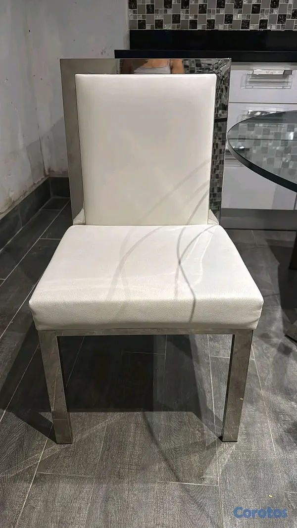muebles y colchones - Base de mesa de comedor, más 4 sillas. ( Base en acero inoxidable) 5