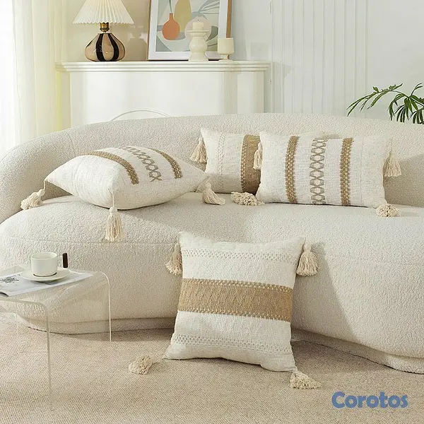 decoración y accesorios - Fundas de cojín decorativas boho con borlas (45x45 5