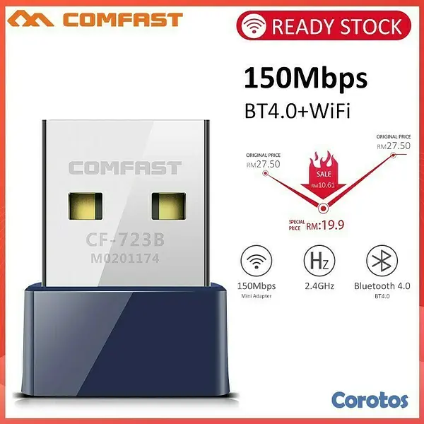 computadoras y laptops - ADAPTADOR COMFAST Bluetooth 4.0 + y  USB, WIFI 150Mbps  2