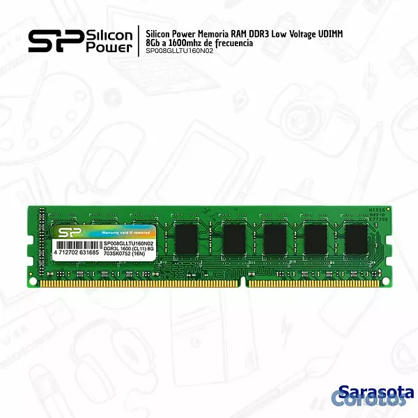 accesorios para electronica - Silicon Power RAM DDR3L UDIMM 1600Mhz de 8Gb 2
