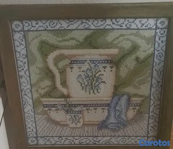 decoración y accesorios - KIT CUADROS BORDADOS EN PUNTO DE CRUZ PARA BAÑOS 2