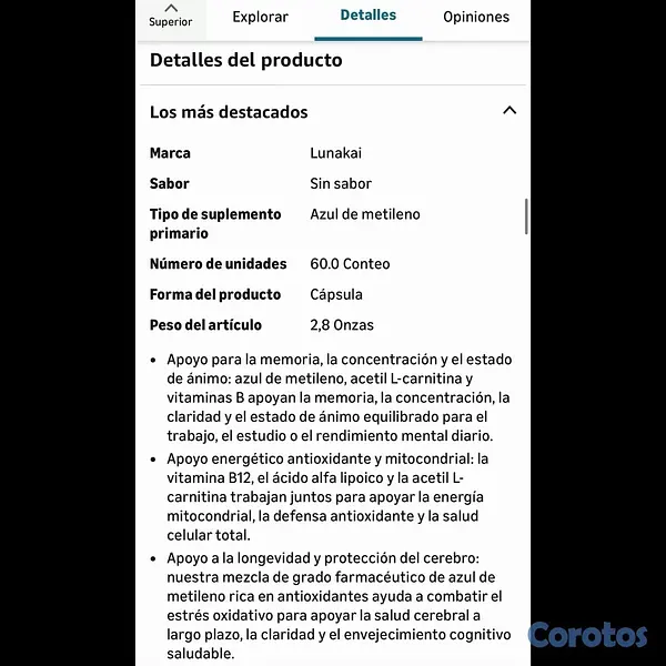 Salud y Equipamiento Médico - Azul Metileno en Capsulas 7