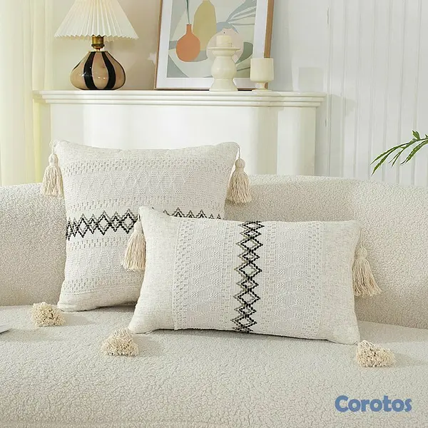 decoración y accesorios - Fundas de cojín decorativas boho con borlas (45x45 6