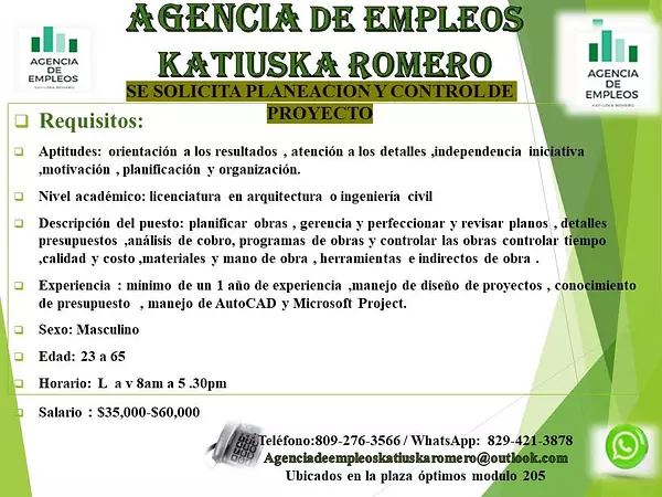 empleos disponibles - se solicita planeación y control de proyecto 2