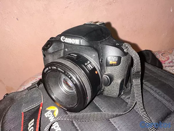 camaras y audio - cámara canon con lente 50mm y su flash  3