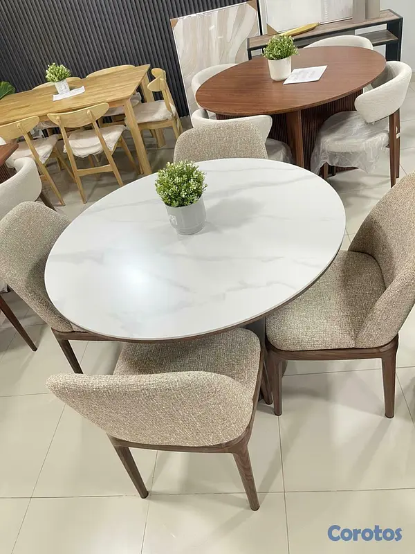 muebles y colchones - JUEGO DE COMEDOR 4 SILLAS CREMA  1